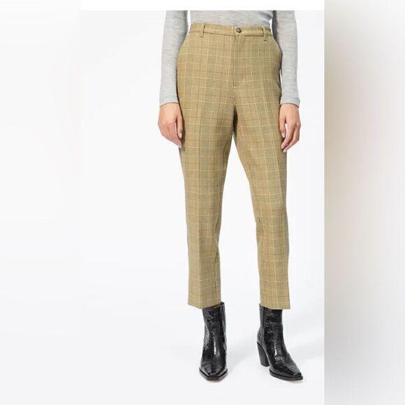 GANNI Hewitt Check Plaid Pant in tan and brown DE 38/ US 6 - Picture 1 of 10